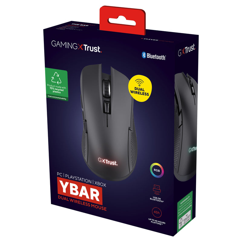 Load image into Gallery viewer, Trust gxt 931 ybar draadloze gamingmuis (zwart, 200 - 7.200 dpi, 2.4ghz bluetooth usb)
