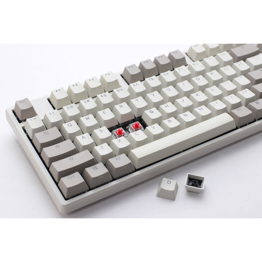Ducky origin vintage, toetsenbord (grijs, us lay-out, cherry mx red, hot swap, pbt double-shot keycaps)