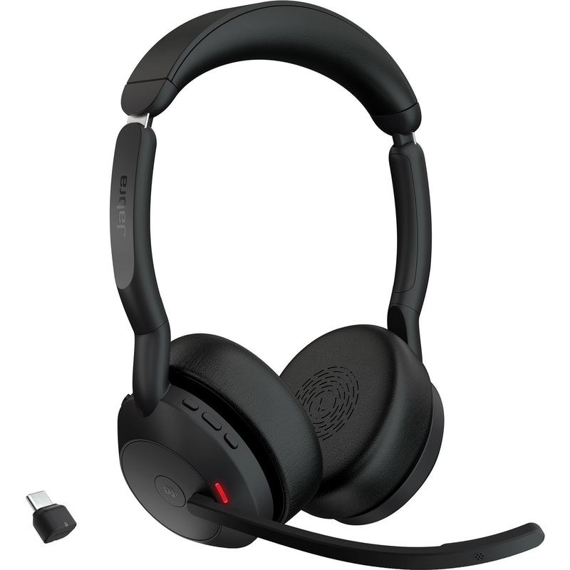 ギャラリービューアに画像をロードする, Jabra evolve2 55, incl. oplaadstandaard on-ear headset (zwart, stereo, uc, usb-c, link380c)
