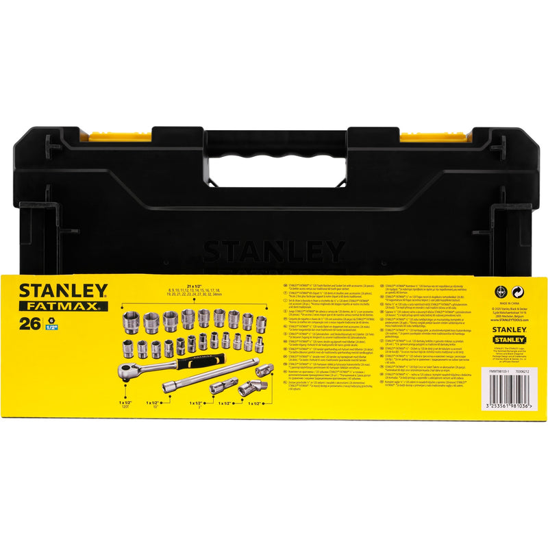 Load image into Gallery viewer, Stanley fatmax 1 2 l pro-stack doppenset 1 2 fmmt98103-1 dopsleutel (zwart geel, 26 delig)
