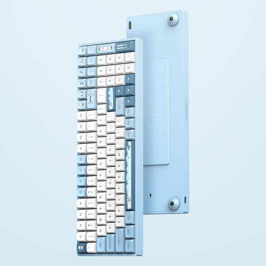 Iqunix f97 wintertide wireless mechanical keyboard (lichtblauw, us lay-out (qwerty), cherry mx brown, 96%, rgb leds, hot-swappable, pbt, 2.4ghz | bluetooth 5.1 | usb-c)
