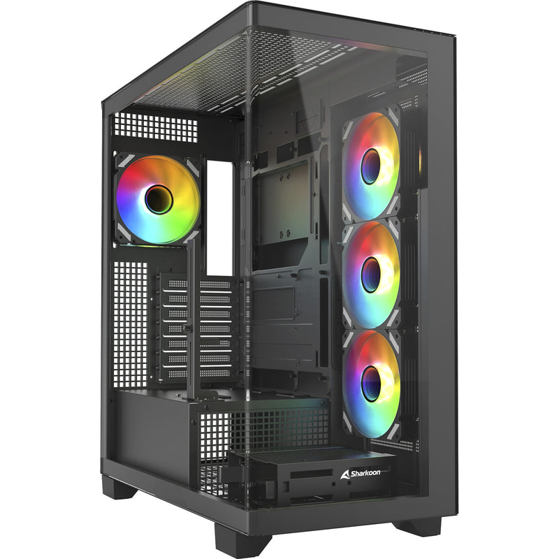 Load image into Gallery viewer, Sharkoon elite shark ca500 midi tower behuizing (zwart | 2x usb-a | 1x usb-c | rgb | tempered glass)
