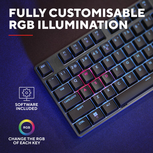 Trust gxt 864 cada compact mechanisch tkl-gamingtoetsenbord (zwart, us lay-out (qwerty), huano brown, rgb)