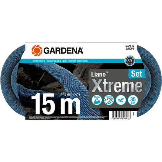 Gardena textielslang liano xtreme 15 m set (donkergrijs oranje)