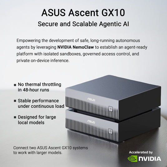 Asus ascent gx10 arm v9.2-a 128 1 mini-pc (donkergrijs | nvidia gb10 grace blackwell | dgx spark | nvlink-c2c | 128 gb | 1 tb ssd)