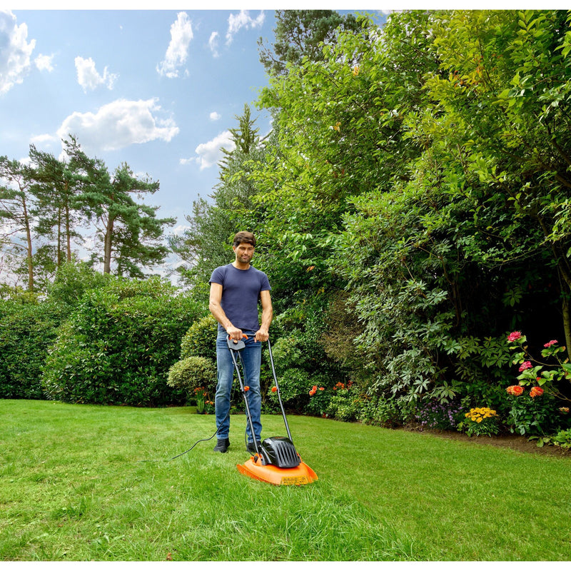 Load image into Gallery viewer, Black+decker 1200w 30cm zweefmaaier grasmaaier (oranje zwart)
