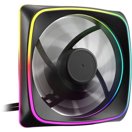 Sharkoon shark lights rgb pwm case fan (zwart, 120 x 120 x 25 mm)
