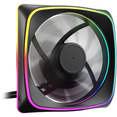 Sharkoon shark lights rgb pwm case fan (zwart, 120 x 120 x 25 mm)