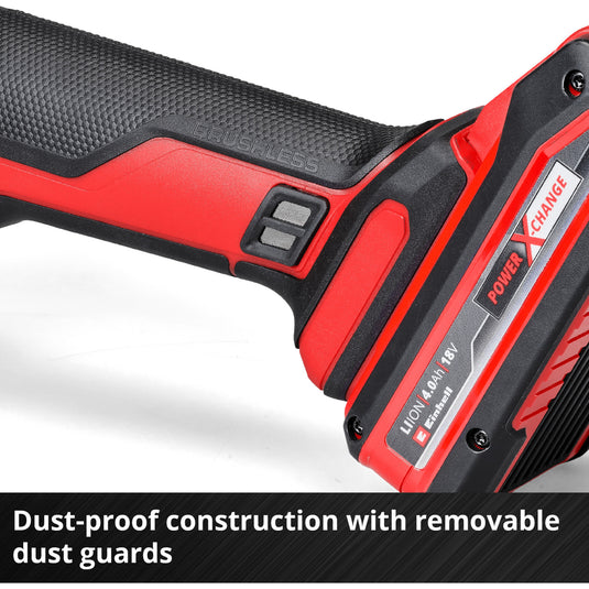 Einhell axxio accu haakse slijper 18 125 q (rood zwart, accu en oplader niet inbegrepen)