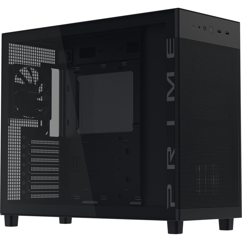 Load image into Gallery viewer, Asus prime ap303 - tempered glass panel midi tower behuizing (zwart | 2x usb-a | 1x usb-c | tempered glass)
