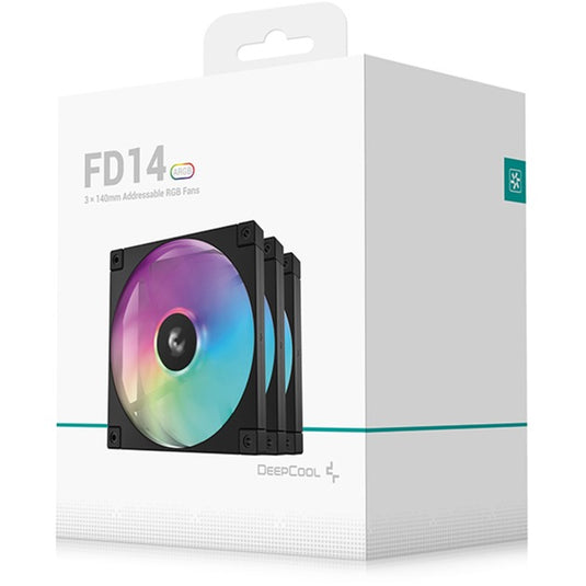 Deepcool fd14 argb case fans (zwart, 3 stuks, 140 x 140 x 25 mm, pwm)