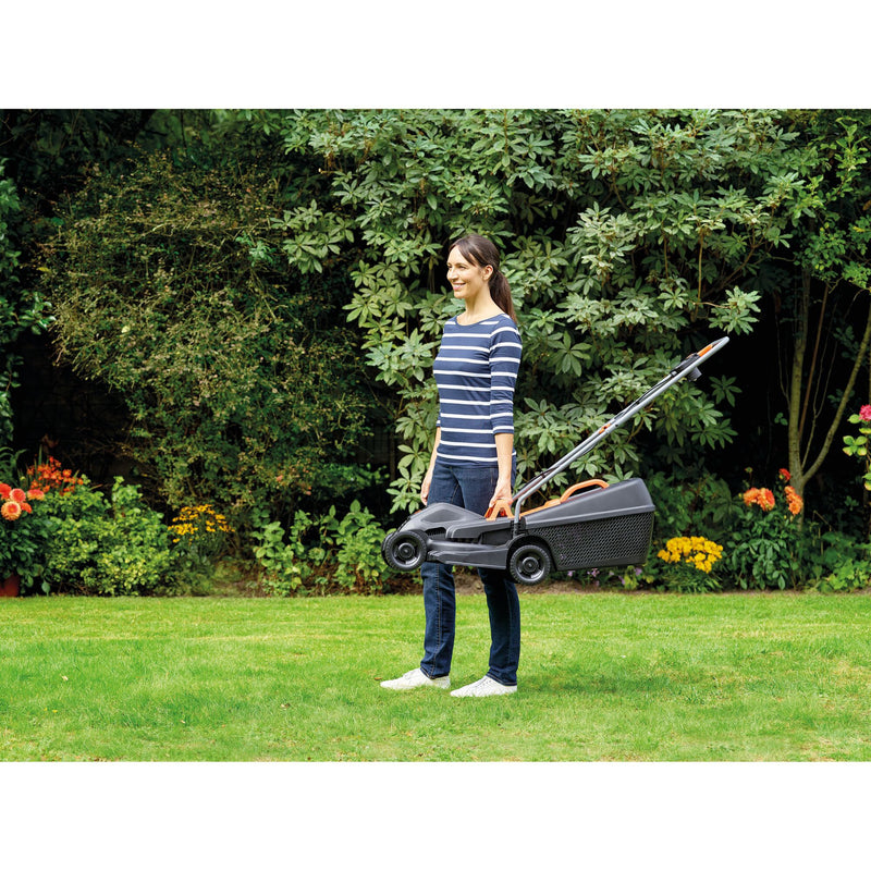 Load image into Gallery viewer, Black+decker 1000w 32cm grasmaaier + 250w grastrimmer (zwart oranje, gazons tot 250m²)
