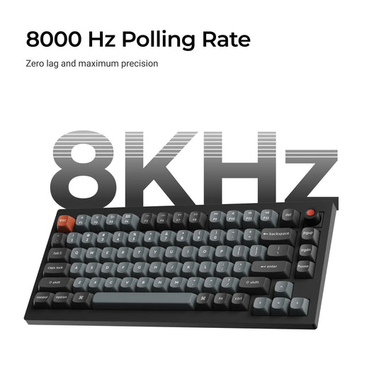 Keychron v1w-d1 8k qmk wired custom mechanical keyboard (zwart, us lay-out (qwerty), super red, 75%, rgb leds, double-shot pbt, hot swap, 8k, knop)