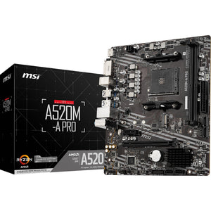 Msi a520m-a pro socket am4 moederbord (zwart grijs, raid, gb-lan, sound, µatx)