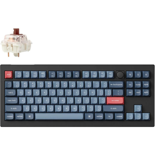 Keychron v3 max-d3 rgb mechanisch toetsenbord (zwart, us lay-out (qwerty), gateron jupiter brown, 80% (tkl) , rgb leds, double-shot pbt, hot swap, 2.4 | bluetooth | usb-c, knob)