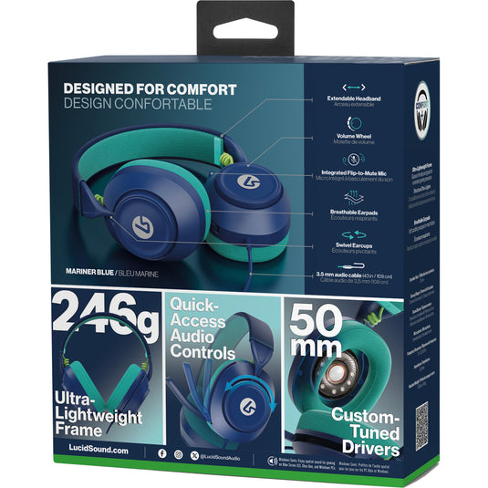 Powera lucidsound ls10x gen 2 bedrade gamingheadset - mariner blue over-ear gaming headset (donkerblauw lichtblauw, xbox series x|s, xbox one, pc)