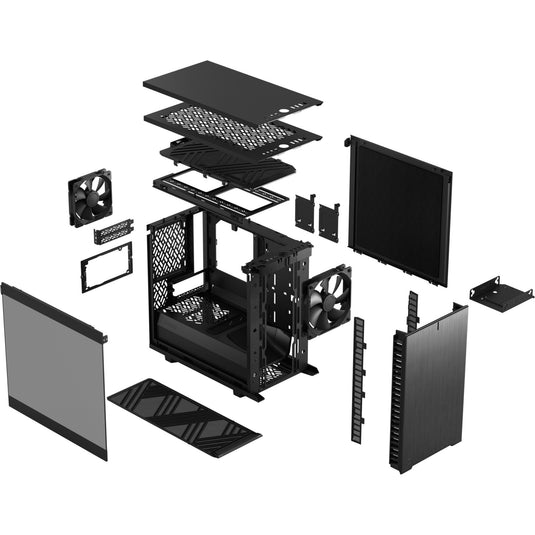 Fractal design define 7 nano black tg light tint midi tower behuizing (zwart | 4x usb-a | 1x usb-c | window)