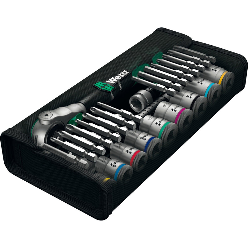 Load image into Gallery viewer, Wera 8100 sb 9 zyklop speed ratelset gereedschapsset (zwart groen, 29-delig, speedratel met draaibare kop)

