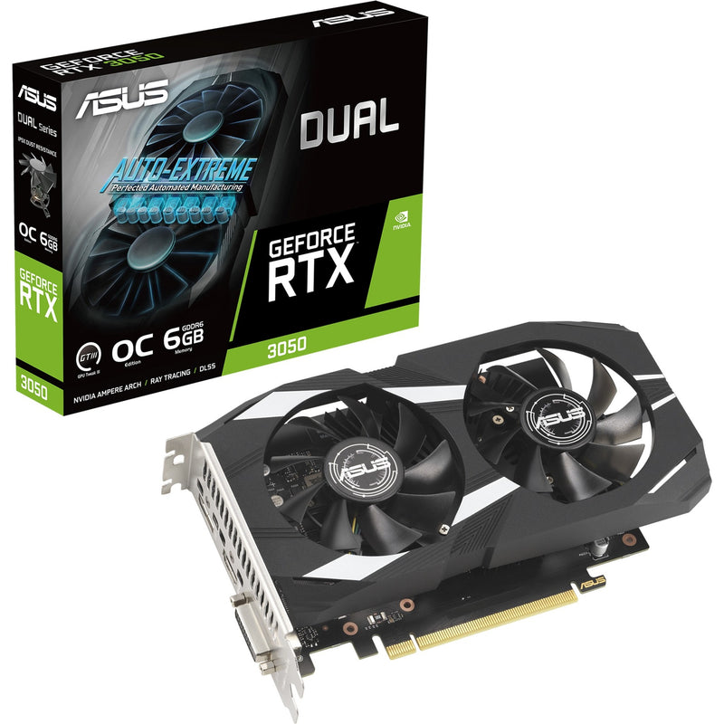 Afbeelding laden in galerijviewer, Asus dual geforce rtx 3050 oc edition 6gb gddr6 grafische kaart (1x displayport, 1x hdmi 2.1, 1x dvi-d)
