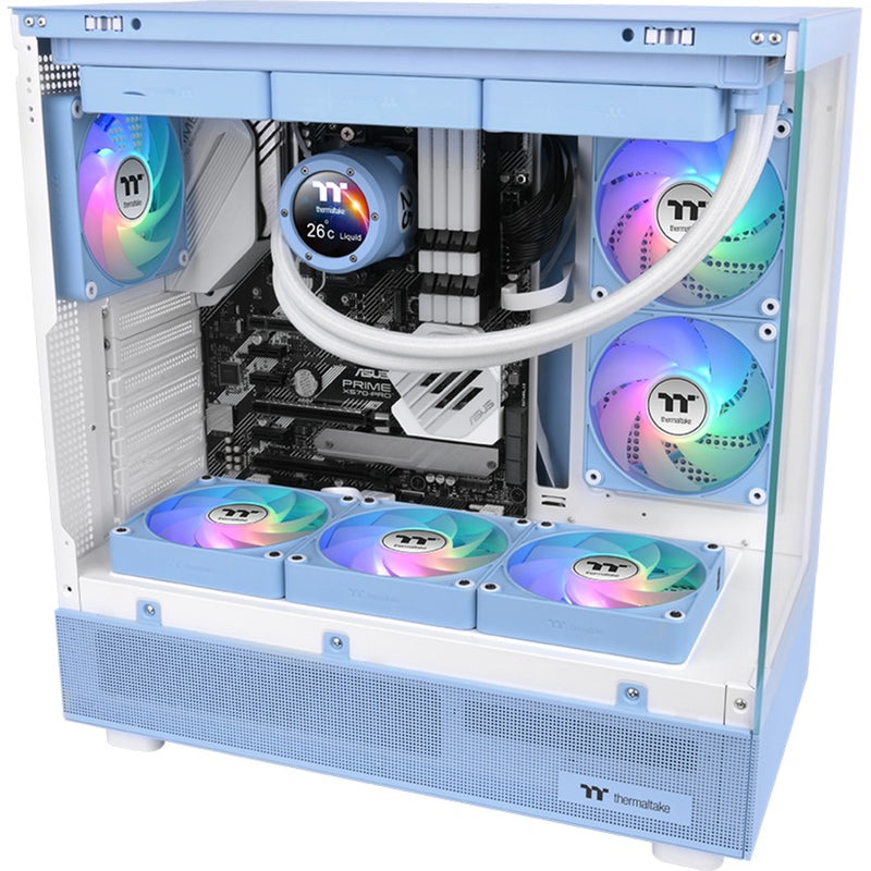 Load image into Gallery viewer, Thermaltake ct120 ex reverse argb sync pc cooling fan hydrangea blue (3-fan pack) case fans (lichtblauw, 3 stuks, 120 x 120 x 25 mm, pwm)
