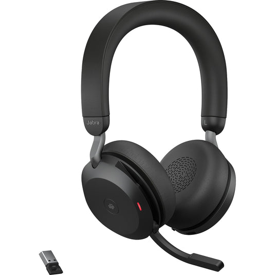 Jabra evolve2 75 on-ear headset (zwart, link380a, microsoft teams)
