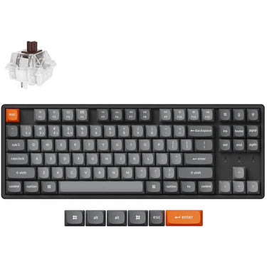 Keychron k8 max-j3 rgb mechanisch toetsenbord (zwart, us lay-out (qwerty), super brown, 80% (tkl), rgb leds, osa double-shot pbt, hot swap, usb-c | 2.4 ghz | bluetooth 5.1)