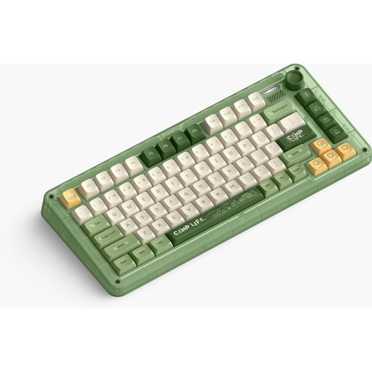 Iqunix zx75 camping wireless mechanical keyboard (groen, us lay-out (qwerty), cherry mx blue, 75%, rgb leds, hot-swappable, double-shot pbt, 2.4ghz | bluetooth 5.1 | usb-c)