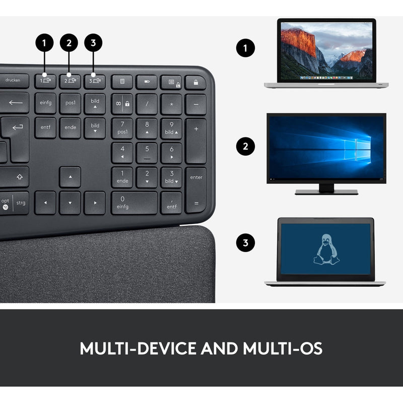 Load image into Gallery viewer, Logitech k860 ergo keyboard, toetsenbord (zwart, bluetooth, us international iso)
