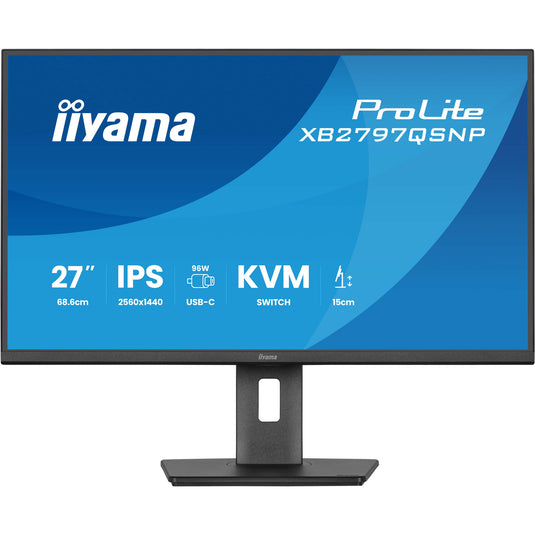 Iiyama prolite xb2797qsnp-b1 27 monitor (zwart, 75 hz, hdmi, displayport, usb-c, lan, audio)