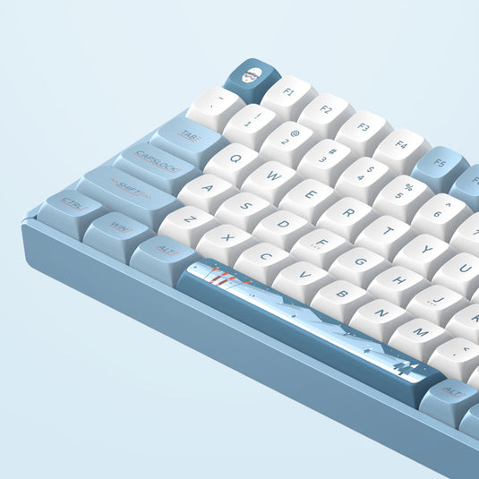 Iqunix f97 wintertide wireless mechanical keyboard (lichtblauw, us lay-out (qwerty), cherry mx brown, 96%, rgb leds, hot-swappable, pbt, 2.4ghz | bluetooth 5.1 | usb-c)