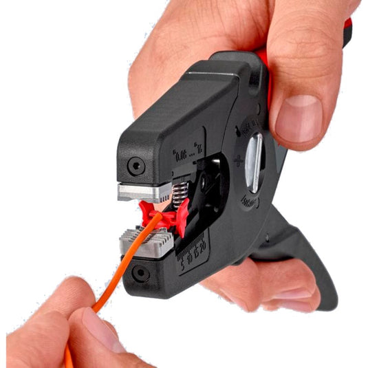 Knipex precistrip16 automatische afstriptang (zwart rood, geïntegreerde draadsnijder)
