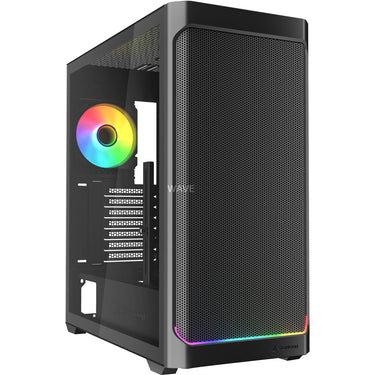Sharkoon ak4w rgb strip midi tower behuizing (zwart | 2x usb-a | 1x usb-c | rgb | tempered glass)