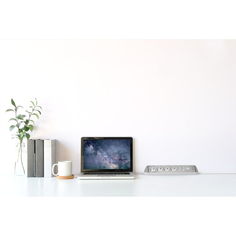 Load image into Gallery viewer, Brennenstuhl estilo hoekstopcontact 4-voudig met usb-oplaadfunctie stekkerdoos (wit roestvrij staal)
