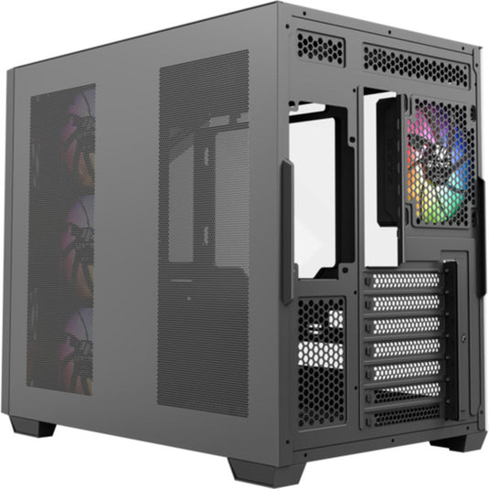 Xyz pc gear qubex midi tower behuizing (zwart | 2x usb-a | 1x usb-c | tempered glass)