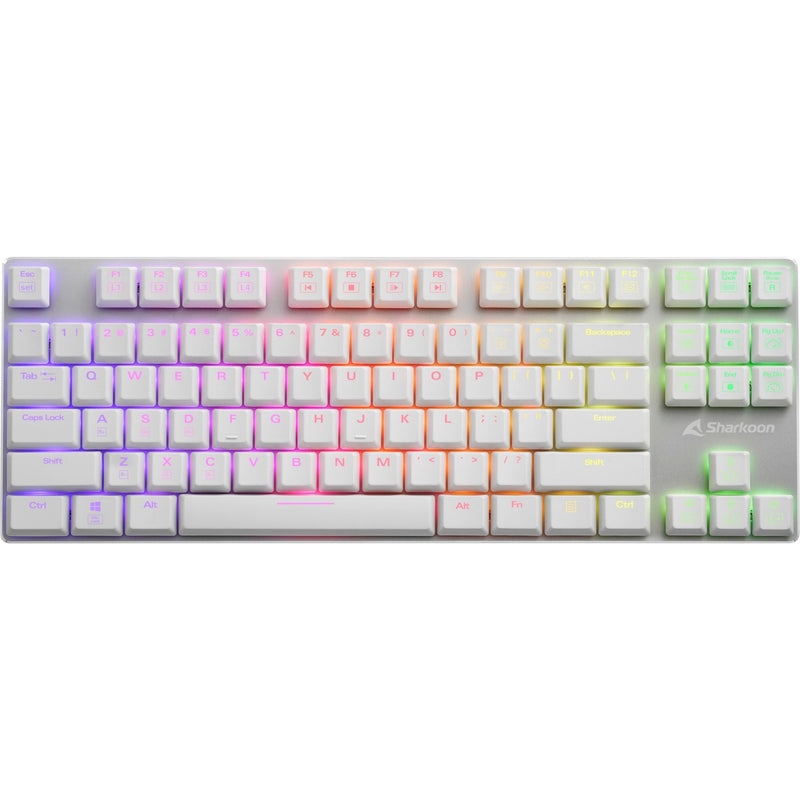 Load image into Gallery viewer, Sharkoon purewriter tkl rgb mechanisch gaming toetsenbord (wit, us lay-out (qwerty), kailh blue, 80% (tkl), rgb leds)
