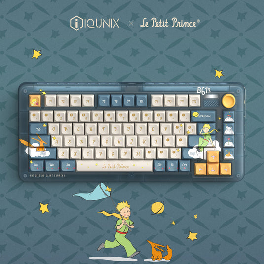 Iqunix zx75 sky encounter wireless mechanical keyboard (blauw, us lay-out (qwerty), iqunix little prince, 75%, rgb leds, hot-swappable, double-shot pbt, 2.4ghz | bluetooth 5.1 | usb-c)