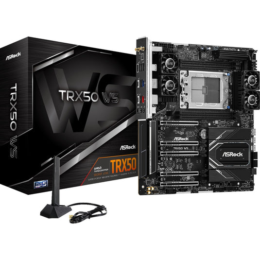 Asrock trx50 ws socket str5 moederbord (zwart, raid, 2,5gb-lan, wlan, bt, sound, atx)