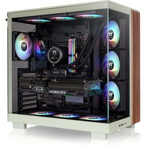 Thermaltake view 380 xl ws argb midi tower behuizing (lichtgroen houtkleur | 2x usb-a | 1x usb-c | rgb | tempered glass)