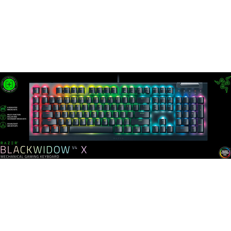 Load image into Gallery viewer, Razer blackwidow v4 x, gaming toetsenbord (zwart, us lay-out, green, rgb leds, doubleshot abs)

