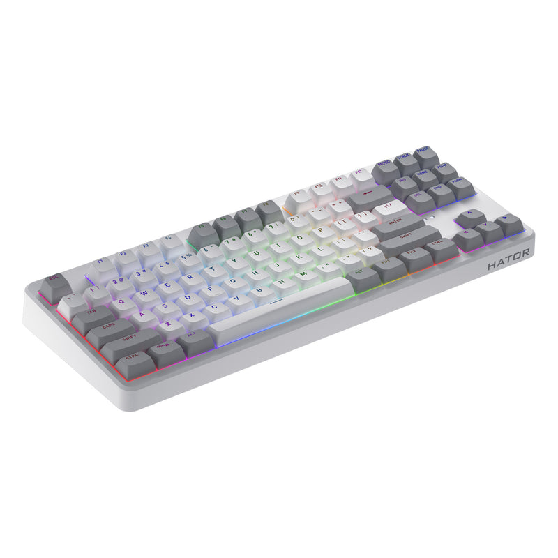 Chargez l'image dans la visionneuse de la galerie, Hator rockfall 3 tkl wireless rgb mechanisch gaming toetsenbord (wit, us lay-out (qwerty), hator aurum orange, 80% (tkl), rgb, pbt keycaps, hotswap, 2.4 ghz bluetooth usb-c)
