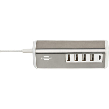 Brennenstuhl estilo meervoudige usb-lader (wit roestvrij staal)