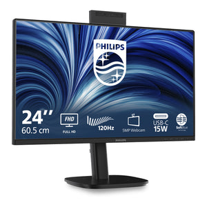 Philips 24b2n3200jh 00 23.8 monitor (zwart, vga, hdmi, displayport, usb-c, webcam, 120 hz)
