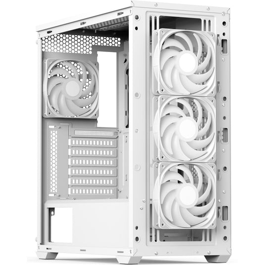 Aerocool b502a midi tower behuizing (wit | 2x usb-a | 1x usb-c | rgb)