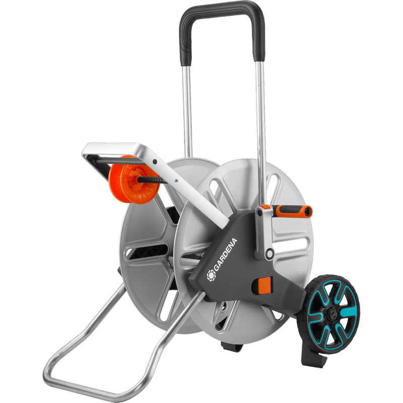 Load image into Gallery viewer, Gardena slangenwagen aquaroll l easy metal (grijs oranje, 18550-20)
