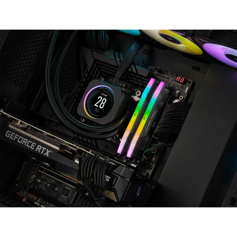 Afbeelding laden in galerijviewer, Corsair vengeance rgb 32 gb ddr5-5200 (2x 16 gb) werkgeheugen (zwart, cmh32gx5m2b5200c40, xmp 3.0)
