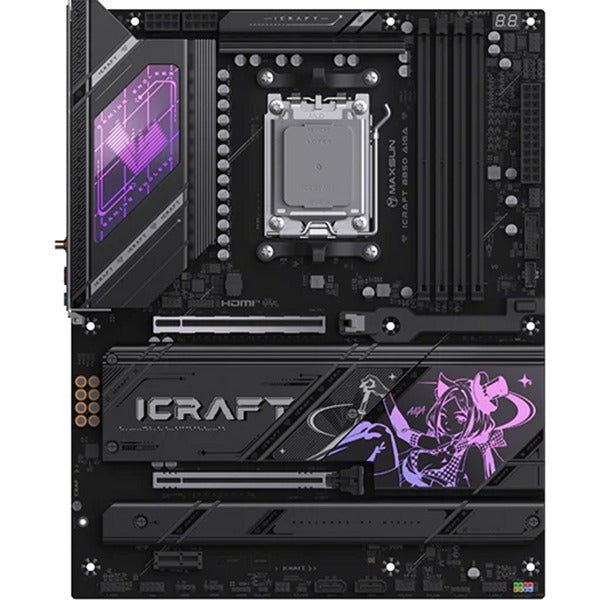 Laden Sie das Bild in Galerie -Viewer, Maxsun ms-icraft b850 aiga socket am5 moederbord (zwart, raid, 5.0 gb-lan, wlan, bt, sound, atx )

