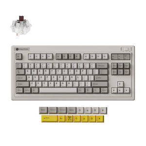 Keychron r3-m3 qmk wireless mechanical keyboard (grijs, us lay-out (qwerty), super brown, 80% (tkl), rgb, cherry pbt, hot swap, 2.4 ghz bluetooth 5.3 usb-c)