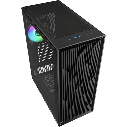 Sharkoon vk2 rgb midi tower behuizing (zwart | 2x usb-a | rgb | tempered glass)