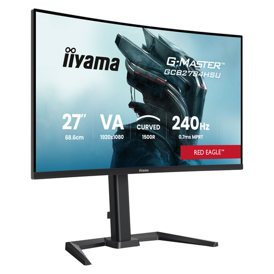 Iiyama g-master red eagle gcb2784hsu-b1 27 curved gaming monitor (zwart, 2x hdmi, 1x displayport, usb, audio, amd free-sync, 240 hz)