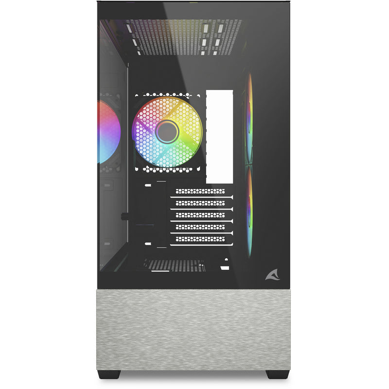 Load image into Gallery viewer, Sharkoon mk7 argb mini tower behuizing (zwart | 2x usb-a | 1x usb-c | rgb | tempered glass)
